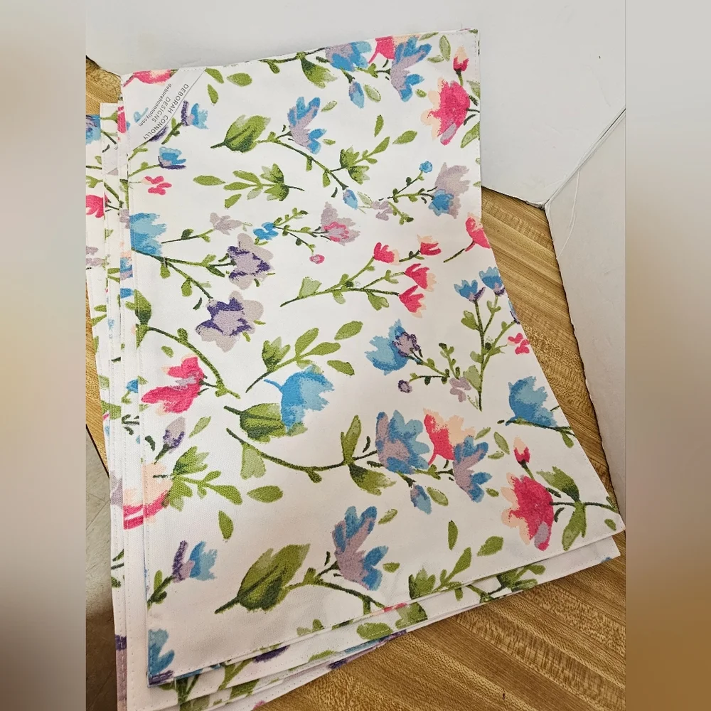 New Deborah Connelly Set of 4 Floral Placemats Pink Blue Green White